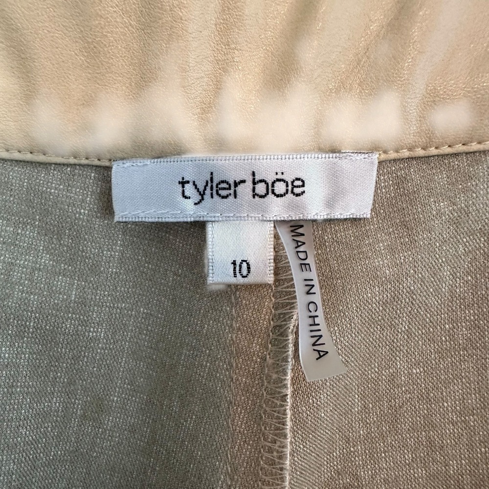 Tyler Boe Peyton Pleather Pants Wide‎ Leg Crop Faux Leather Womens 10 Tan - Picture 11 of 15